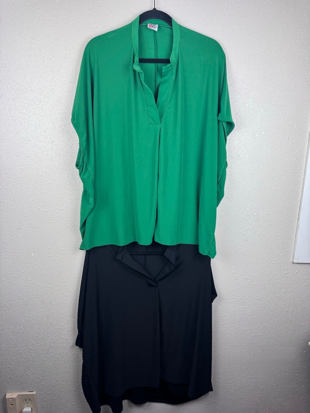 Set of Zig Zag Stripe tops Green & Black OSFM
